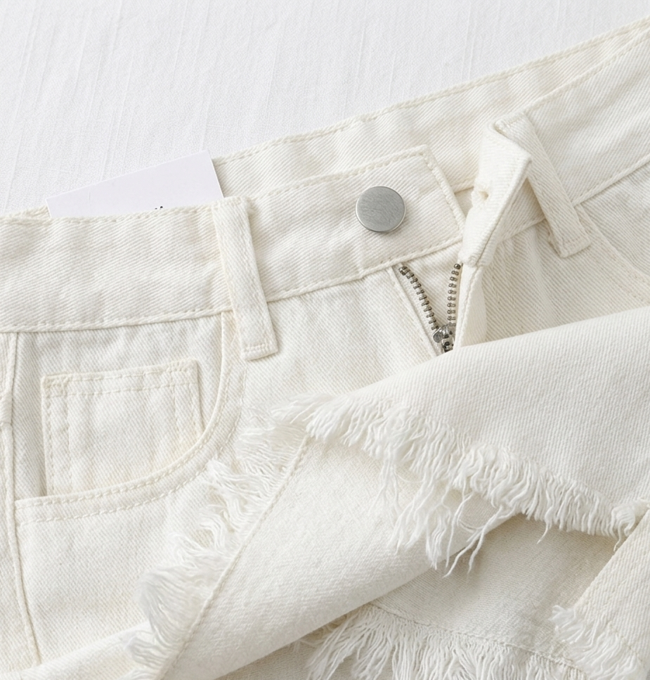 Short Denim White Pearl